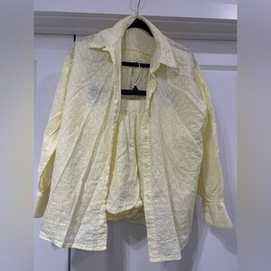 Light Yellow Button-Up Top Set